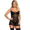 Subblime - Chemise Garter Ceinture Avec Noeud Rose S / M